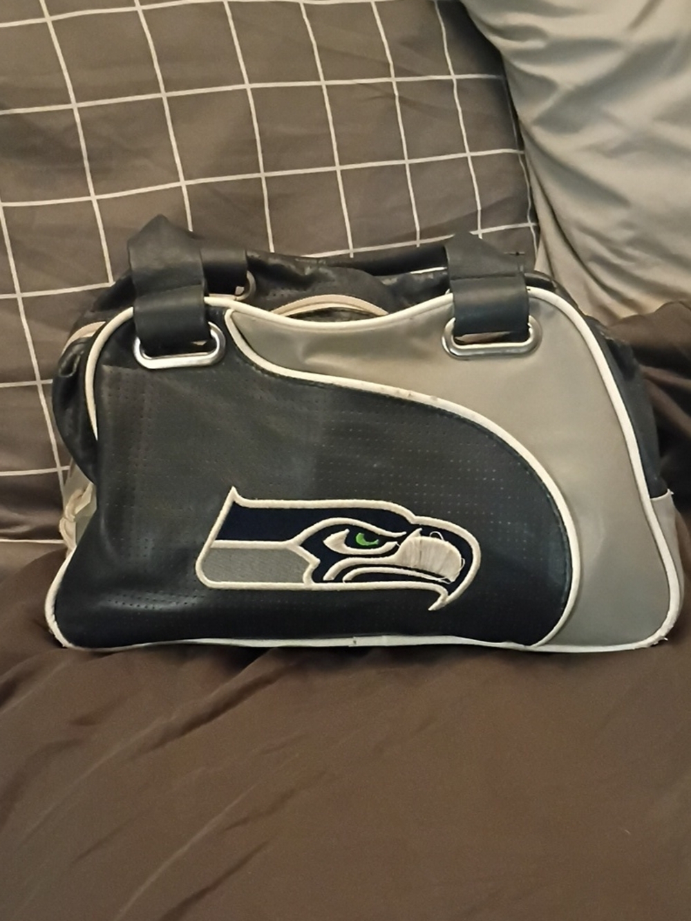 Seattle Seahawks Logo Navy and Gray Mini Duffle Bag
